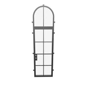 Single flat steel front door with full arch top window, NFRC certified frame