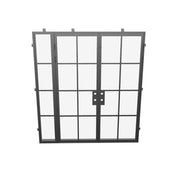 Contemporary double flat architectural steel doors with left side window, NFRC rated with tempered insulated glass