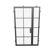 Air 5 single flat architectural steel entry with right glass panel