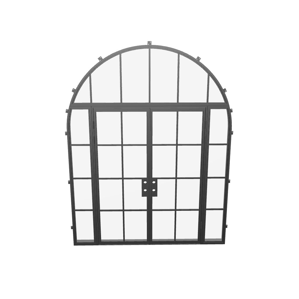 luxury double doors with sidelights and full arch top and energy-efficient frame