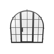 Designer single full arch exterior steel door with tempered sidelites