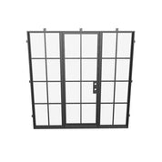 Designer single flat exterior steel door with tempered sidelites