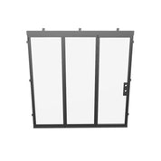 Large-format bi-fold steel doors with clean architectural lines.