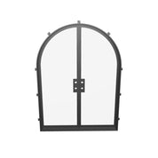 Exterior double arch steel entry engineered for thermal efficiency.