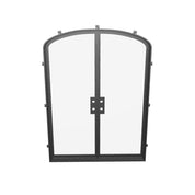Double mini arch pre-hung steel door with mounting tabs.