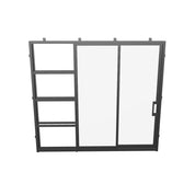 Space-saving pocket sliding steel glass door.