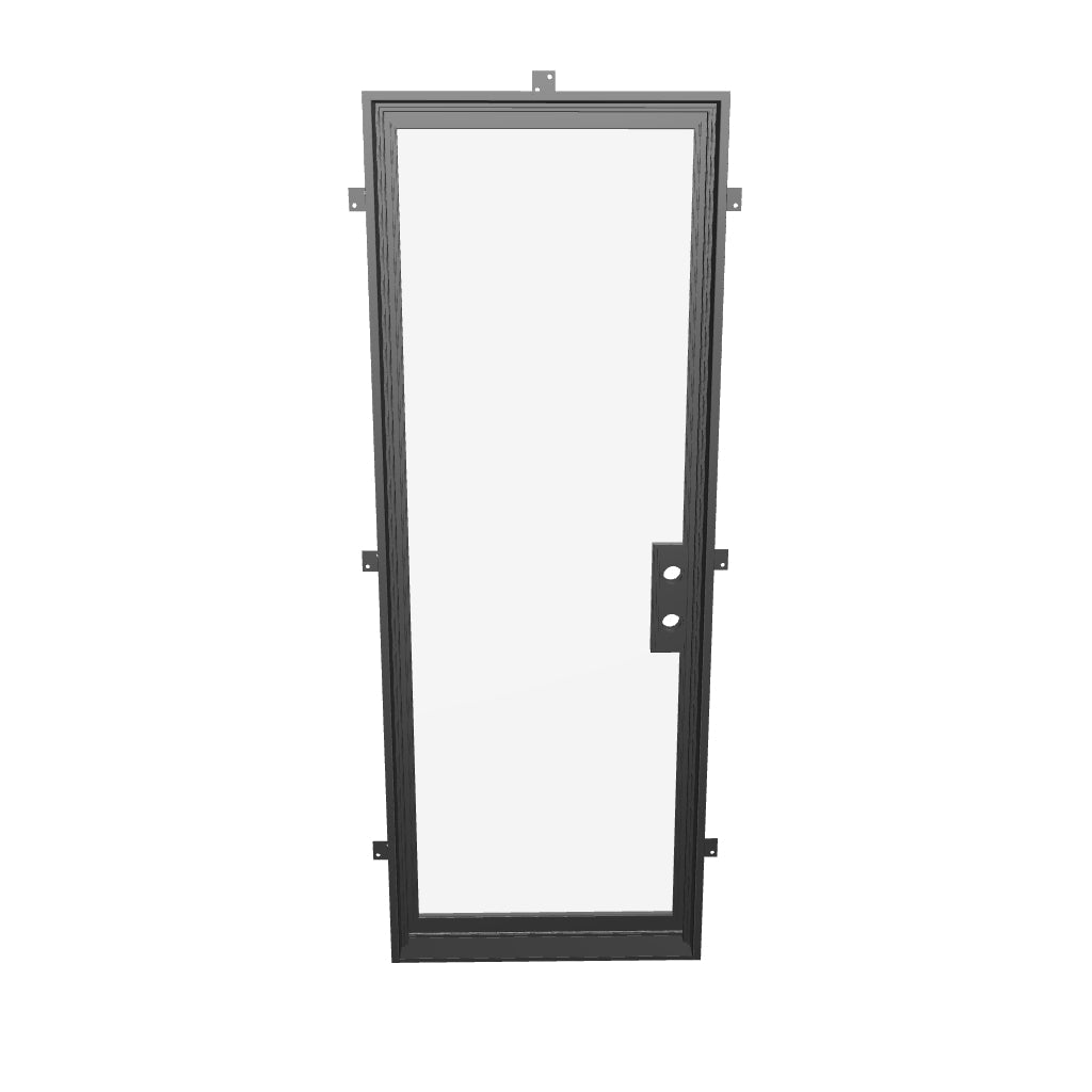 Residential modern steel door with clean lines, thermal separation, and efficiency glazing