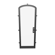 Single mini arch exterior steel door, NFRC-rated with dual-pane low-E glass.