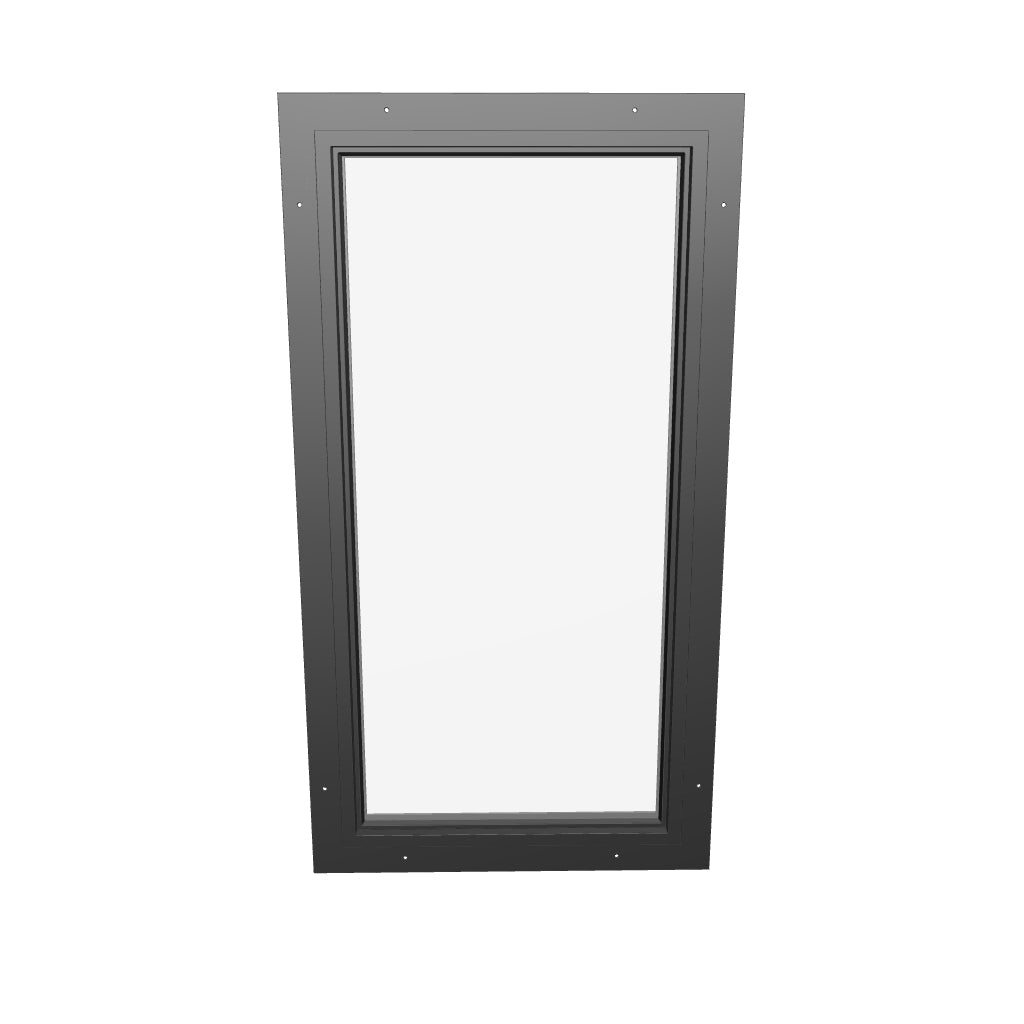 thermally broken portrait steel window with dual pane low-e glass