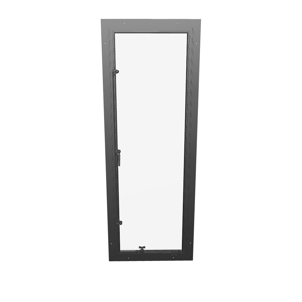 Thermally broken single casement steel window, portrait, cold-rolled steel, black, insulated Low-E glass
