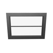 horizontal steel window with 1H grid and dual pane tempered glass