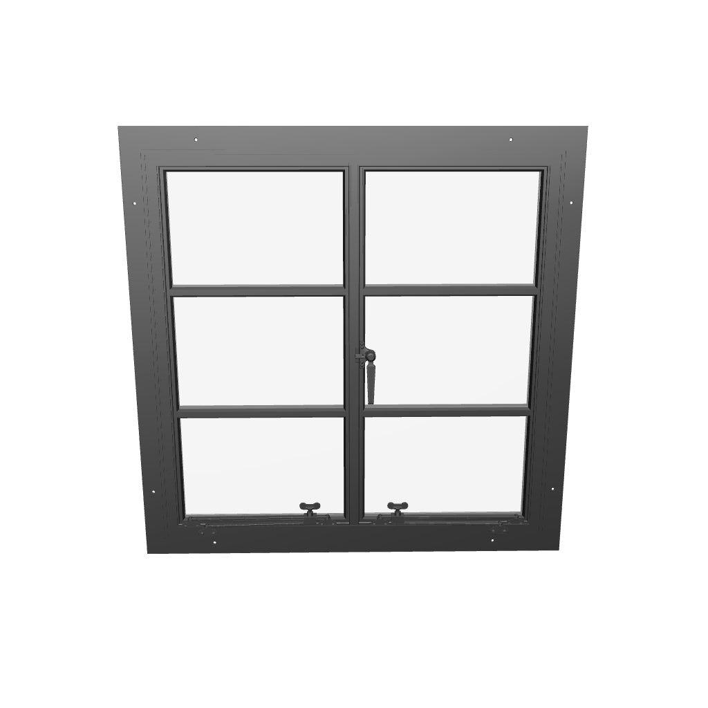 Thermally broken dual single steel casement window with energy-efficient glazing