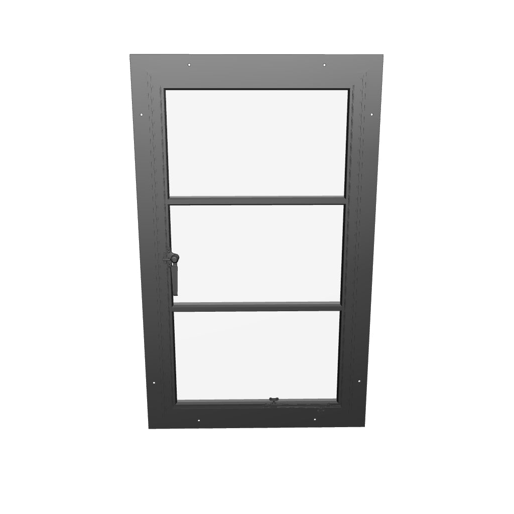 Landscape double casement steel window, standard size, clean sightlines