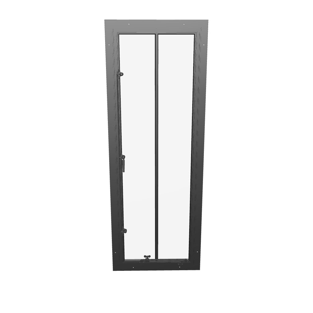 Thermally broken portrait steel window, energy-efficient insulated glass