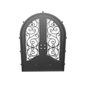 Beverly double round top hinged door with thick dual-pane glass in bronze color.