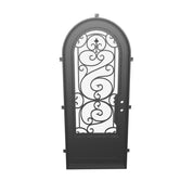 Beverly radius top door with thermal barrier and efficient glass in black color.