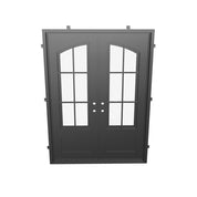 Bristol black exterior metal double patio french door with flat top.