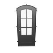 Bristol black finished single exterior door with thick glass for cold weather.