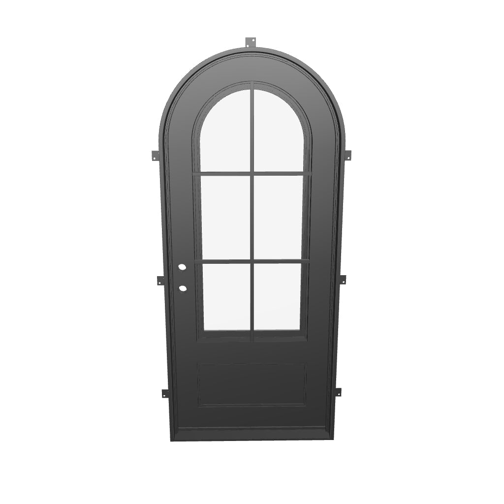 Bristol single full arch entry door thermally broken with double glass in bronze color.