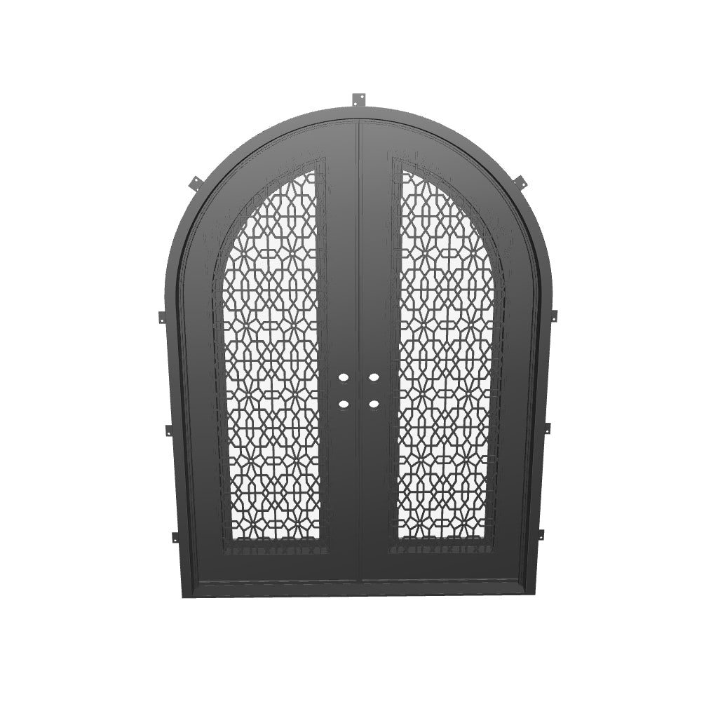 DNA door double full arch steel front doors with curved architectural design