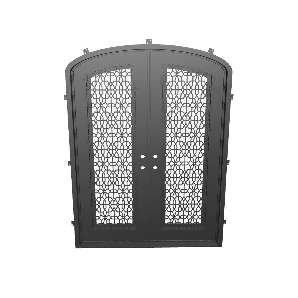 DNA’ Door bronze colored double door with efficient glass and arched style.