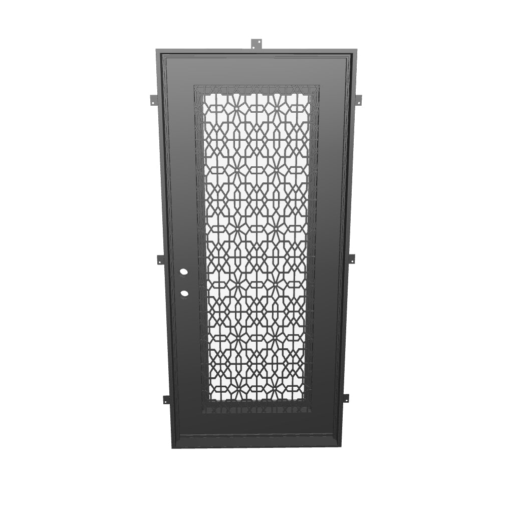 DNA’ Door thermally broken single flat metal entry door in black color.