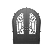 Golden Gate french full arch top door with decorative metalwork and glass in bronze.