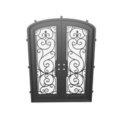 Hills arch double iron door in bronze finish with efficient glass.