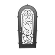 Hills bronze color exterior metal single round top door with dual-pane tempered glass.