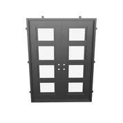 Knox architectural black iron double flat top door with modern metalwork.