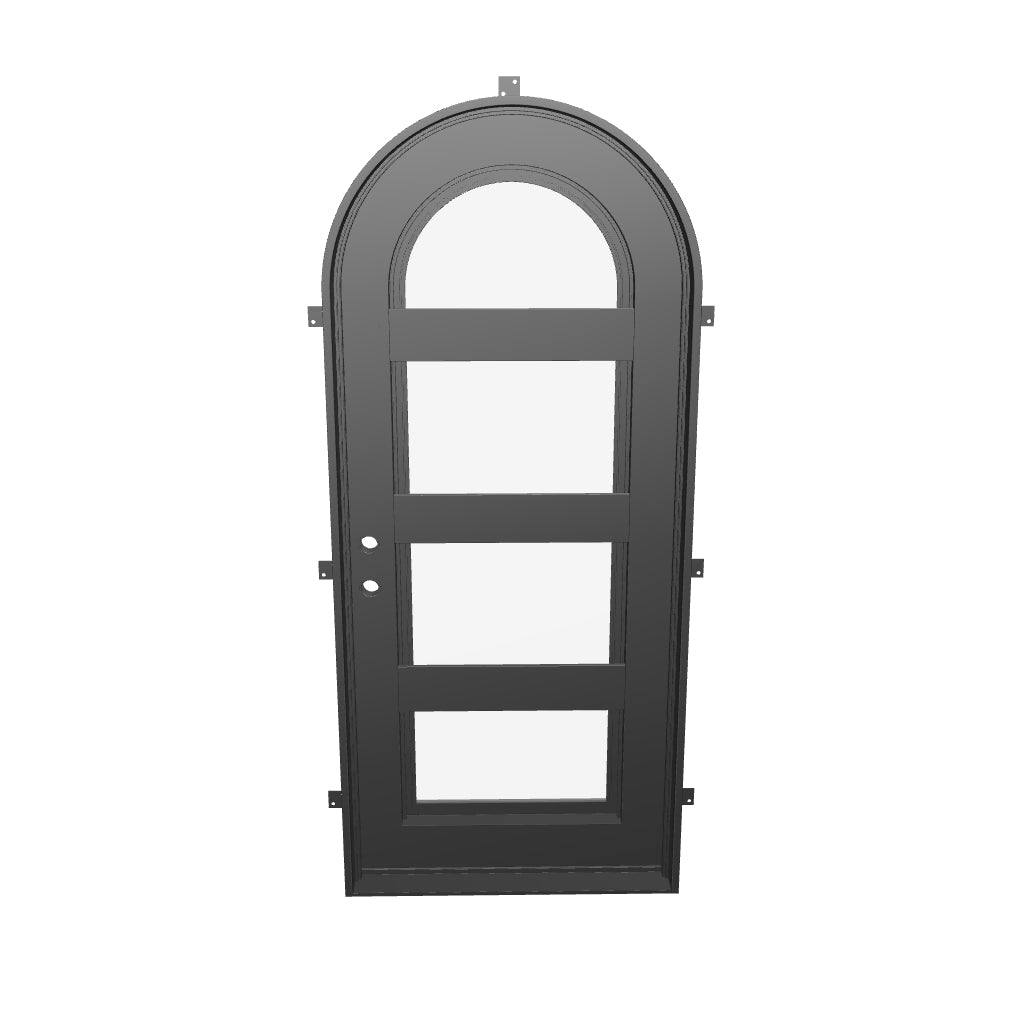 Knox exterior full arch metal door thermally broken in black.