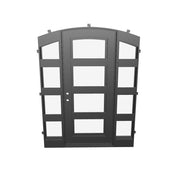 Knox modern design single arch door with matching sidelights in black.