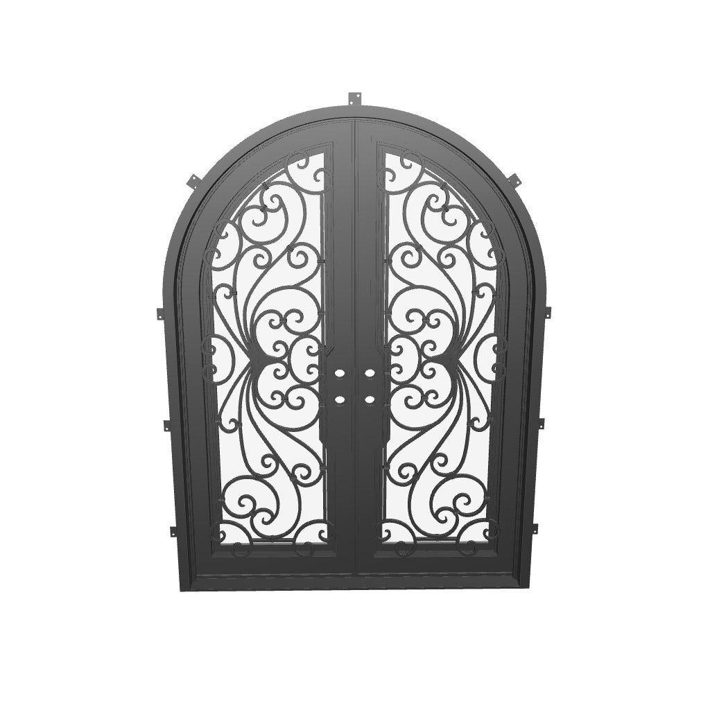 Miracle double radius top double front door with energy efficient tempered glass.