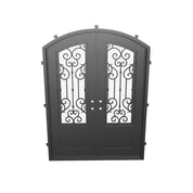 New York arched top metal double entry door with thermal barrier and glass in bronze.