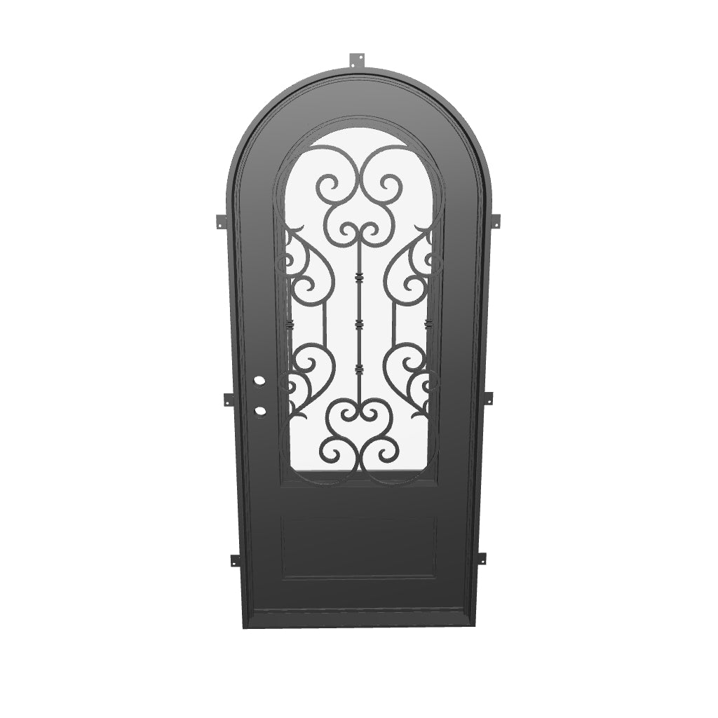 New York exterior full arch door with thermal barrier in black color.
