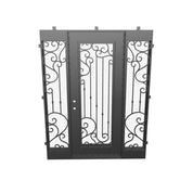 Paris square top single entry door thermally broken with sidelights in black.