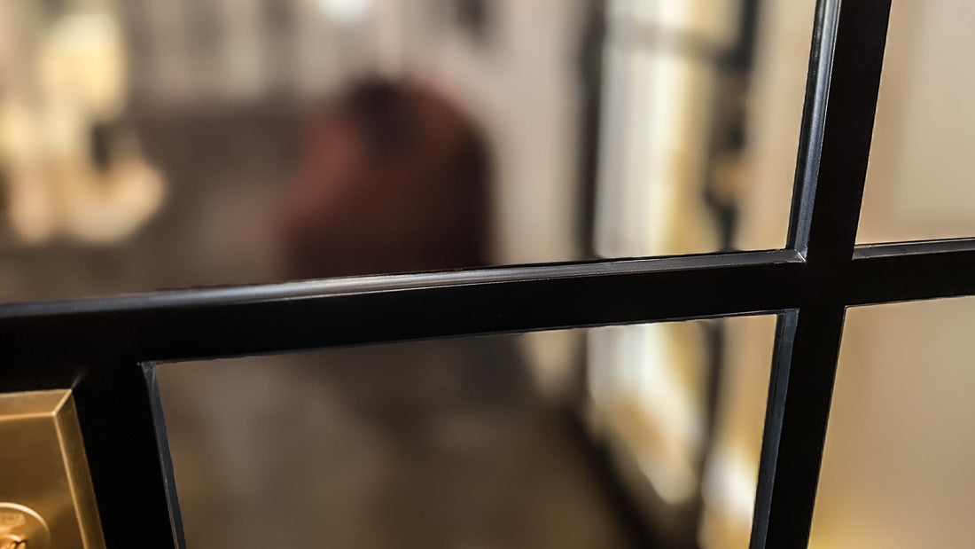 Tempered glass security and safety on steel and iron doors