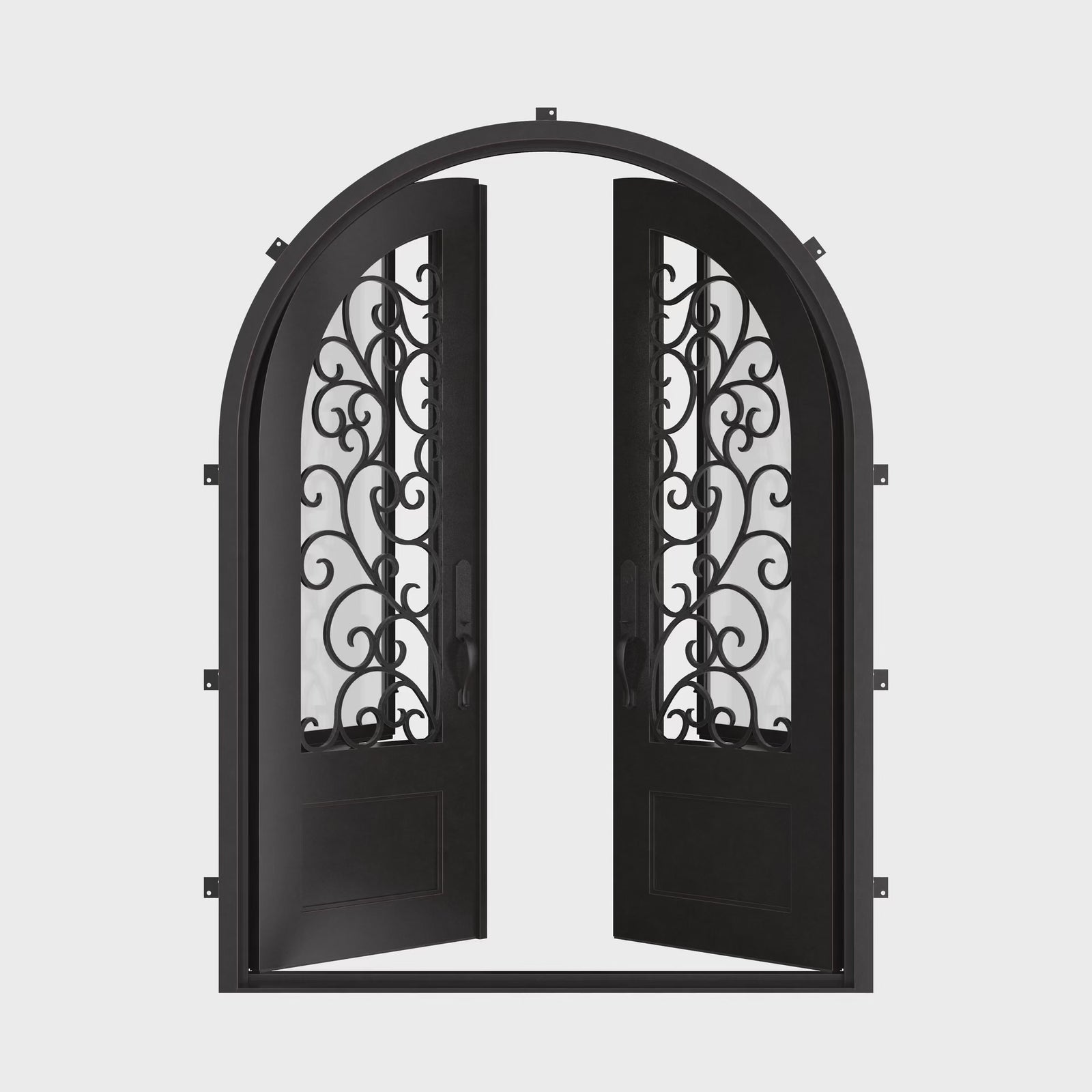 Story radius top iron door for cold weather.