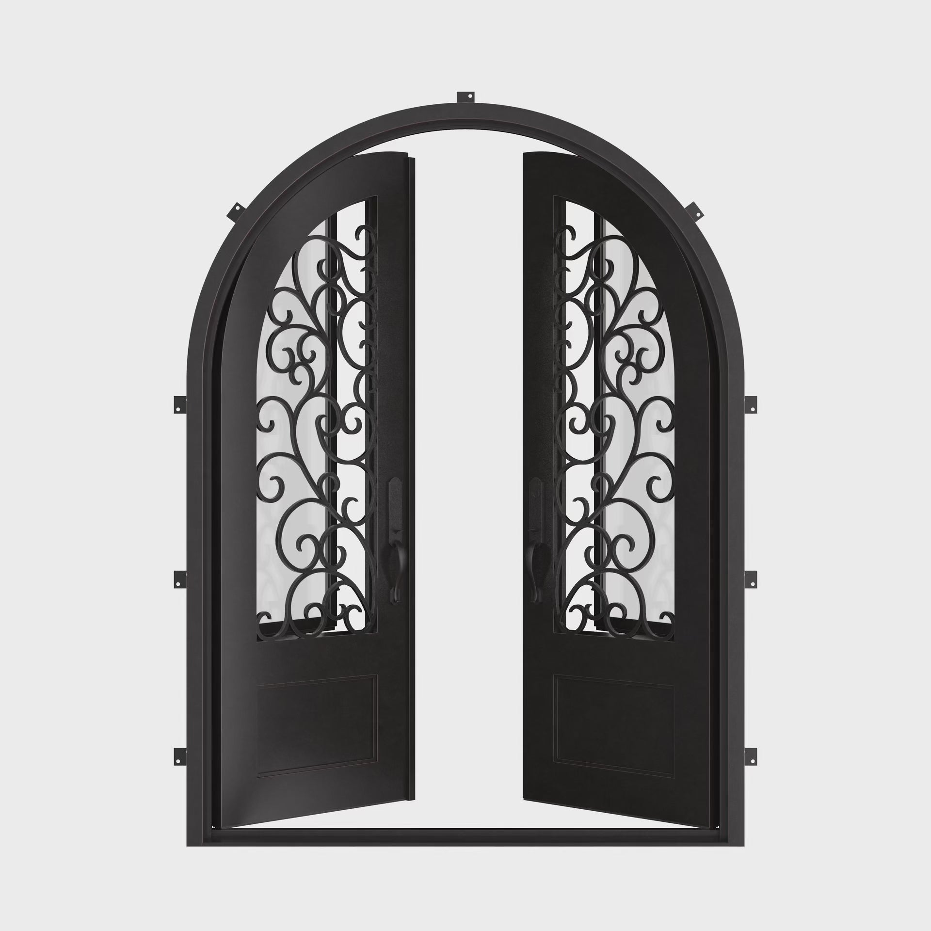 Story radius top iron door for cold weather.