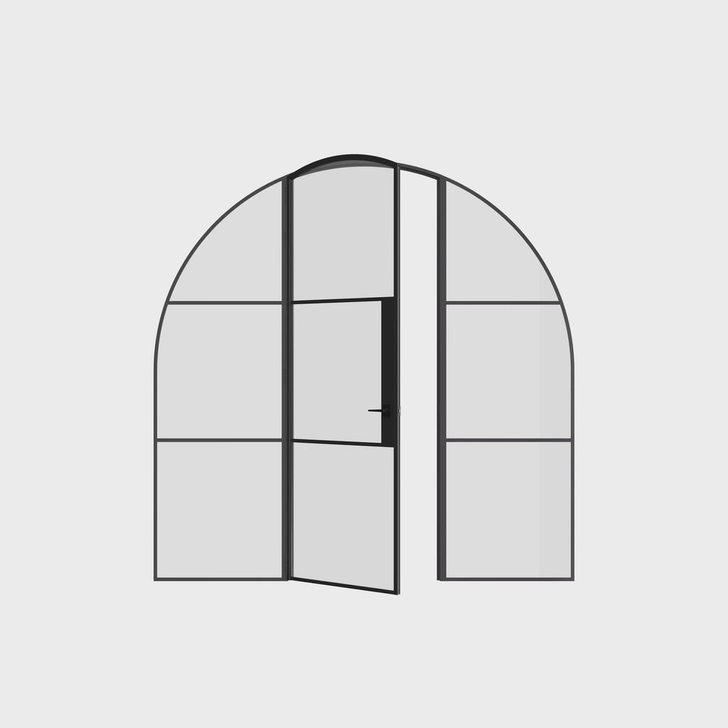 Air 4 single full arch OTTOSTUMM steel door with side lites and tempered glazing