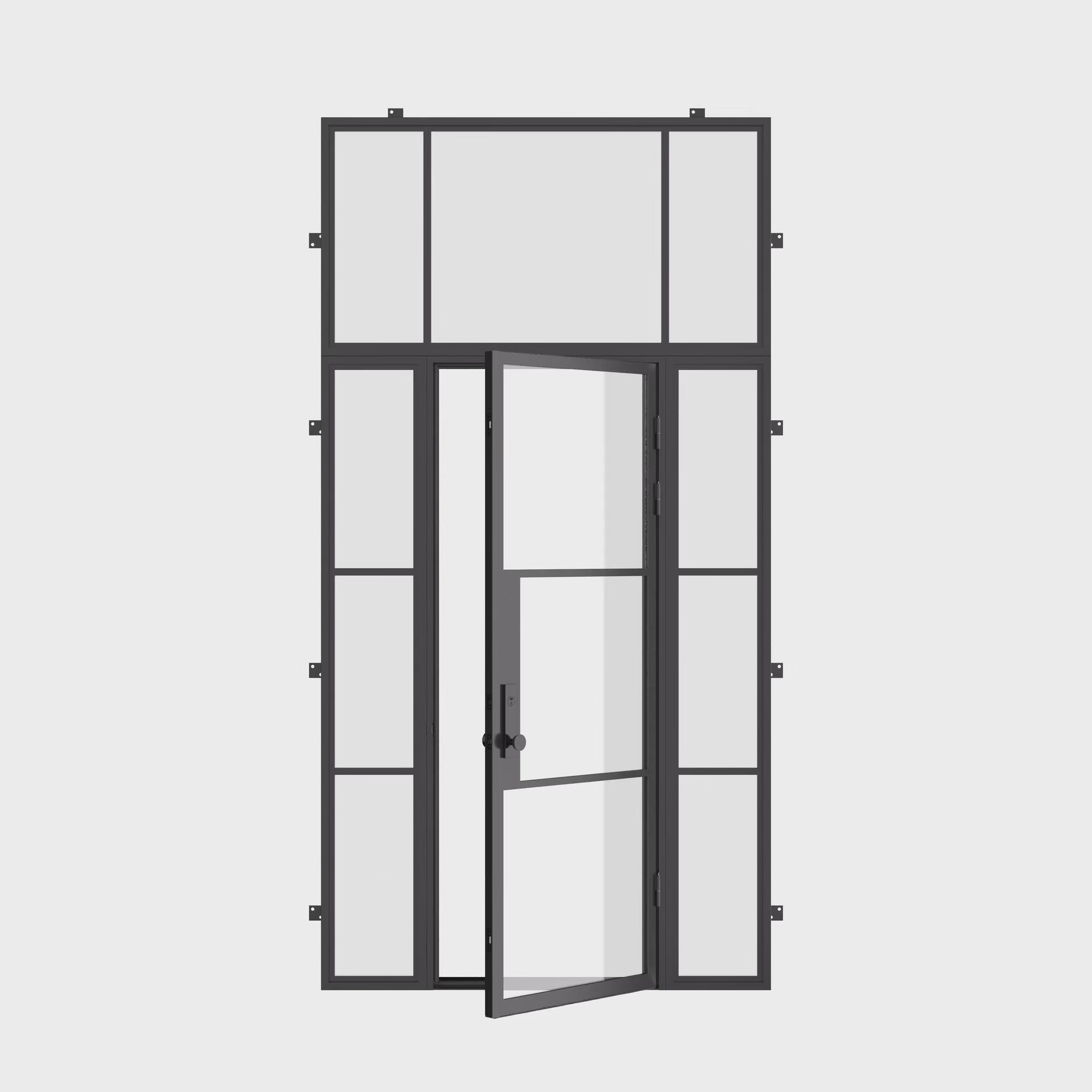Air 4 single flat architectural door with sidelights and flat top, NFRC-Rated