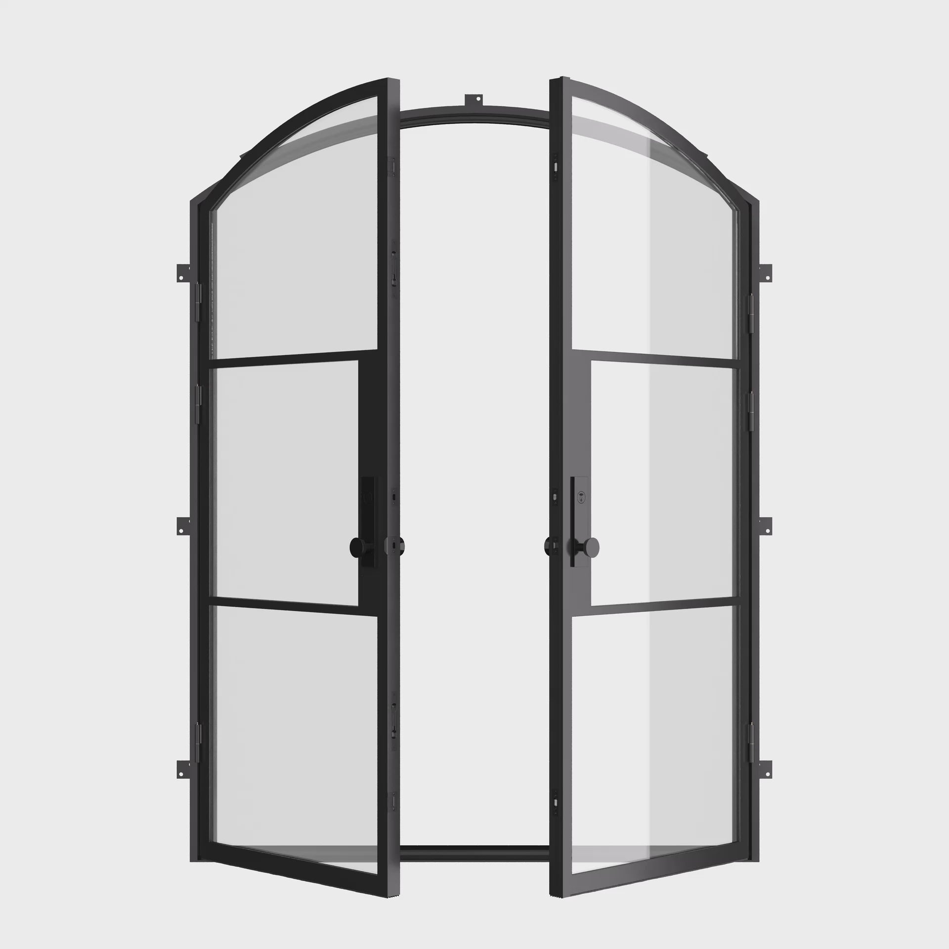 Air 4 double arch entry doors in sleek steel with curved design