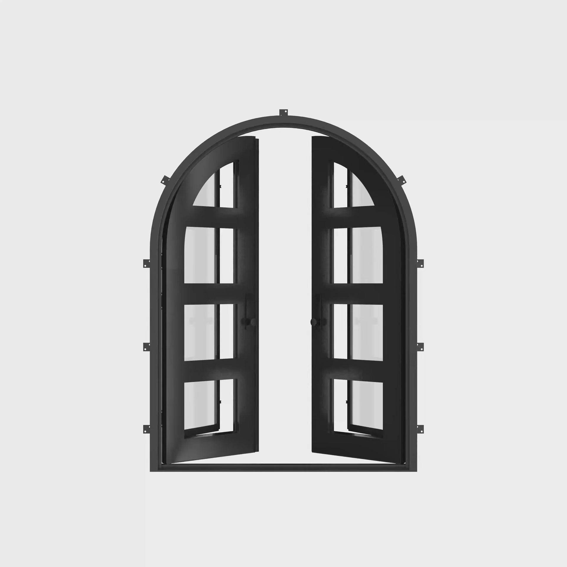 Knox round top iron entry door in bronze color for cold weather.