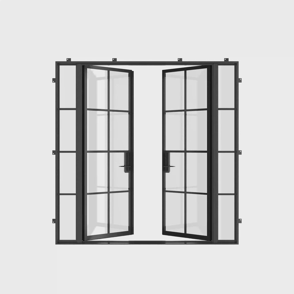 Premium double flat steel entry door and sidelights