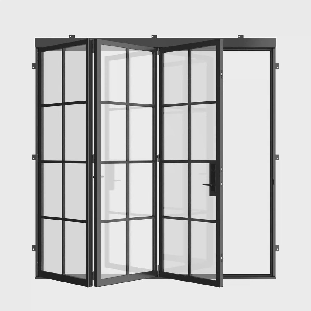 Air 5 exterior bi-fold door, steel-framed glass system for exterior openings