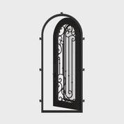 Paris single full arch entry door with thermal barrier and tempered glass in bronze color.