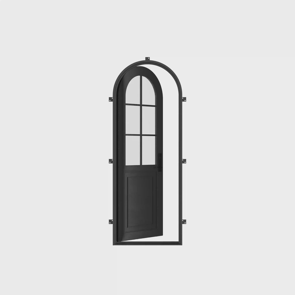 Air Getty single full arch steel exterior front door with elegant curved styling