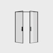Pre-hung double flat Air Lite doors featuring solid steel construction and minimal frame profile