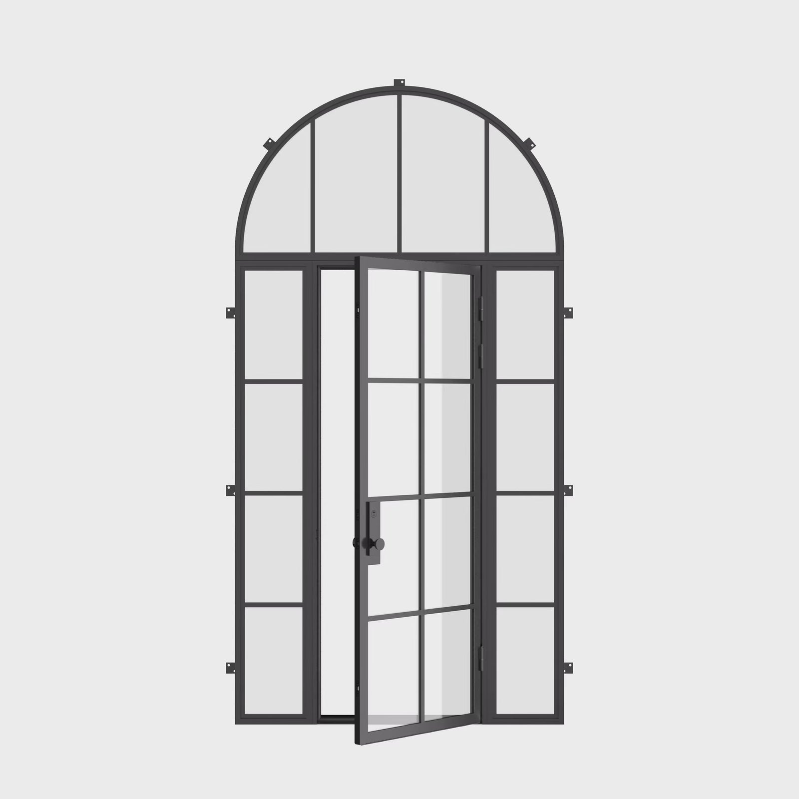 architectural single door with side windows and full arch glass and energy-efficient frame