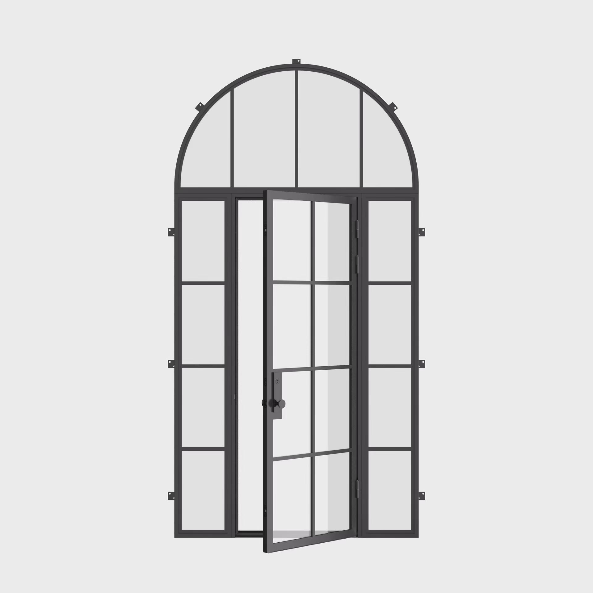 architectural single door with side windows and full arch glass and energy-efficient frame